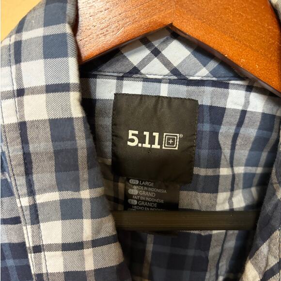 5.11 Tactical Blue Plaid Gunner Long Sleeve Snap Closure Shirt - Large - Picture 5 of 8